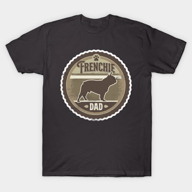 Frenchie Dad - Distressed French Bulldog Silhouette Design T-Shirt by DoggyStyles